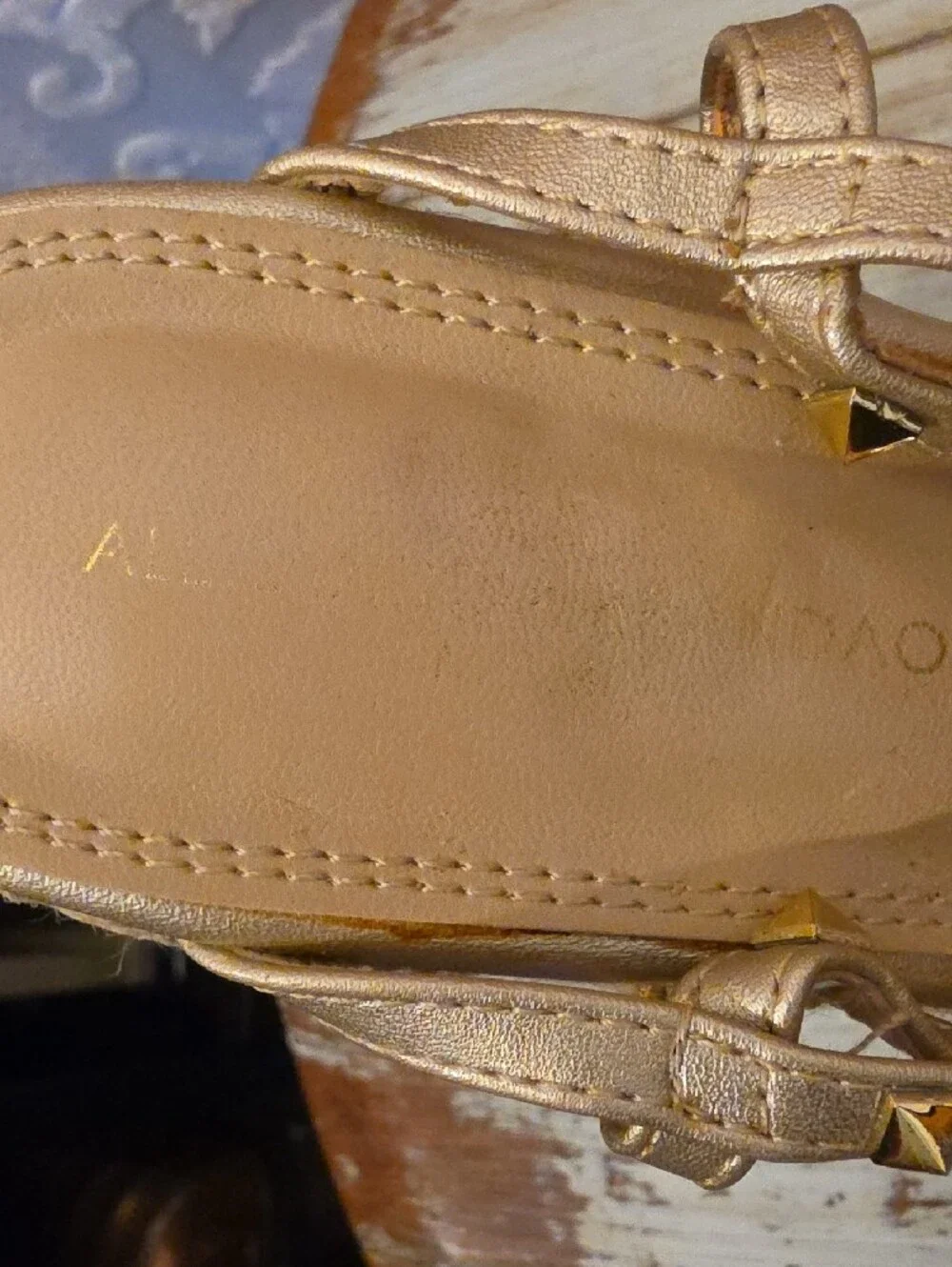 Gold Studded Espadrille Wedge Sandals - Women